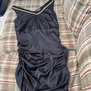 Generation Love Black Dress with Gold Chain Accent
